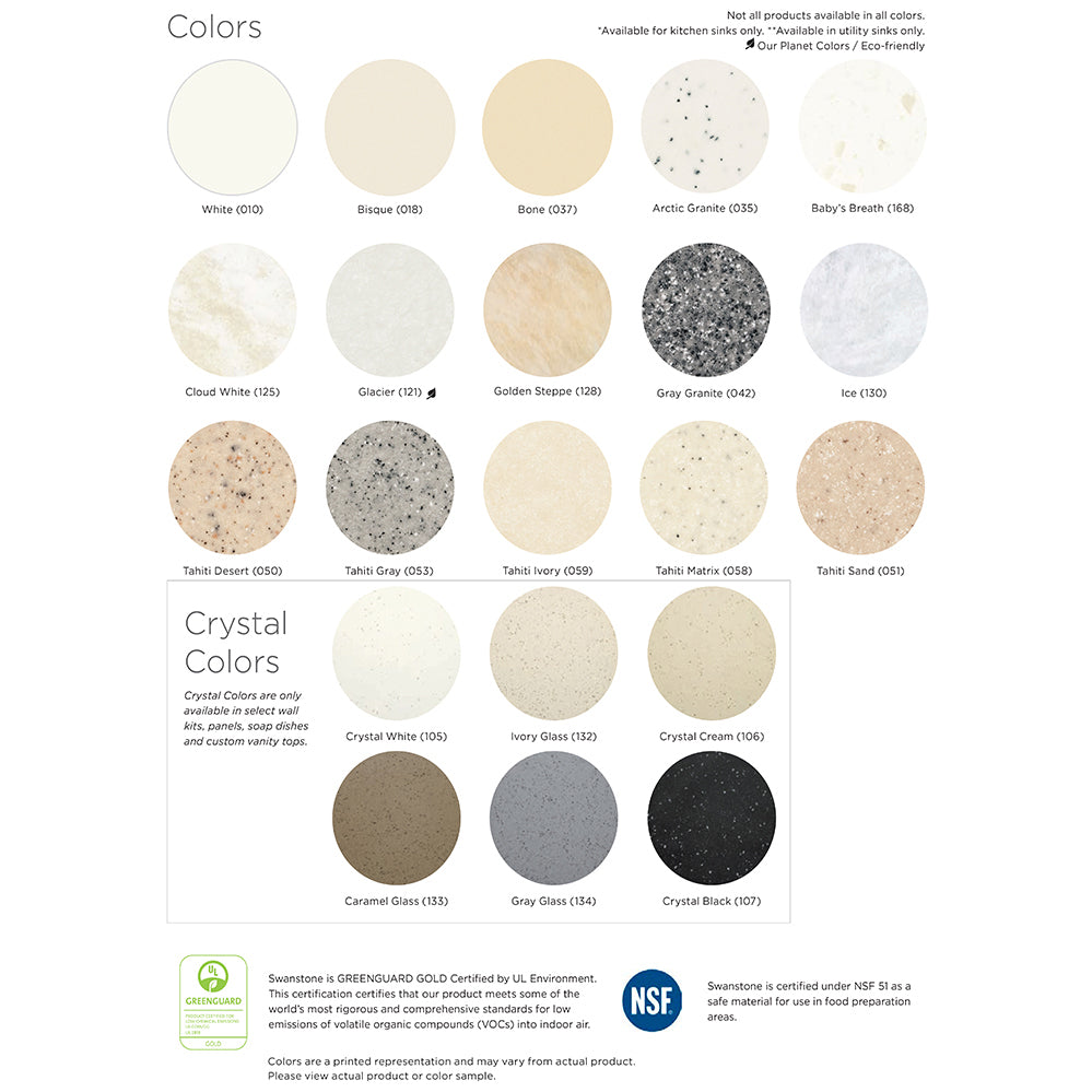 Swanstone 33x22x9" Double Bowl Sink in Tahiti White 1 Hole