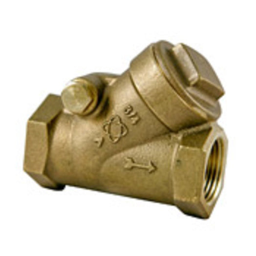 Swing Check Valve 3/4" Bronze Threaded Ends Class 125 Y-Pattern Renewable Seat & PTFE Disc Lead Free Max Pressure 200 PSI CWP non-shock