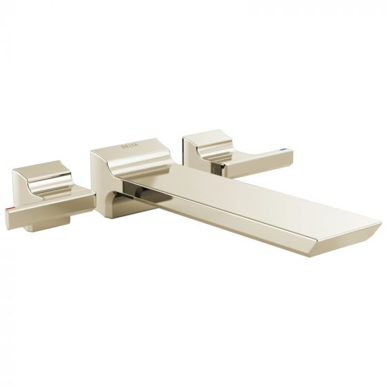 Pivotal Wall Mount Tub Filler Trim in Lumicoat Polished Nickel