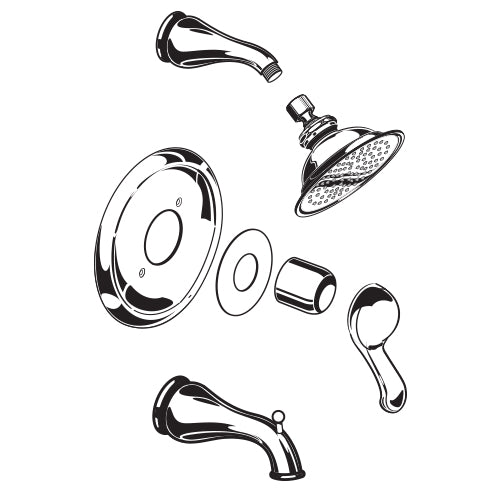 Amarilis Jasmine Bath/Shower Kit In Chrome/Brass