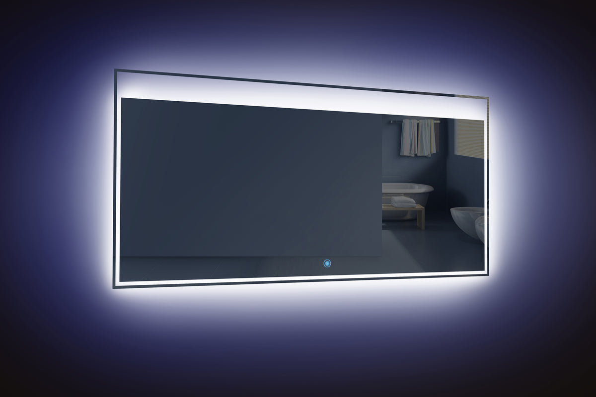 LED-Backlit Contemporary Mirror 55.12x23.62" w/Touch Sensor