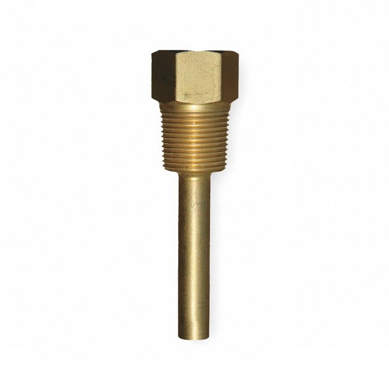 Thermowell 4" Stem Brass 3/4" NPT Thread Bimetal/Sensor Straight Shank