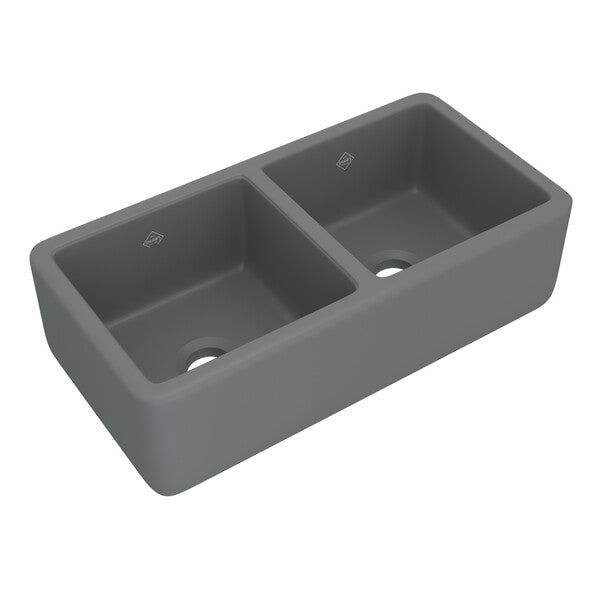 Lancaster 36-5/8x18-1/2x10-1/2" Fireclay Sink in Matte Grey