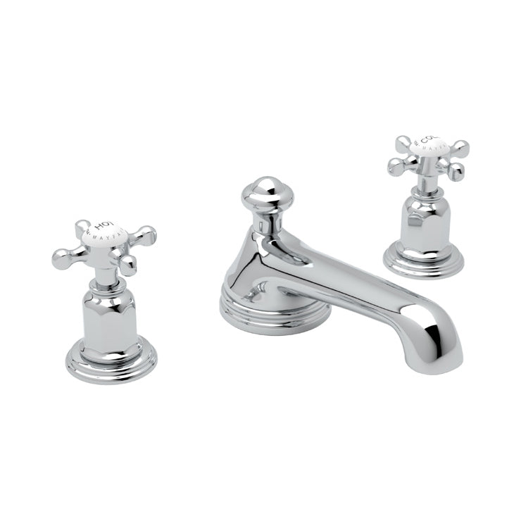 Edwardian Low Spout Widespread Lav Fct in Chrome w/Cross