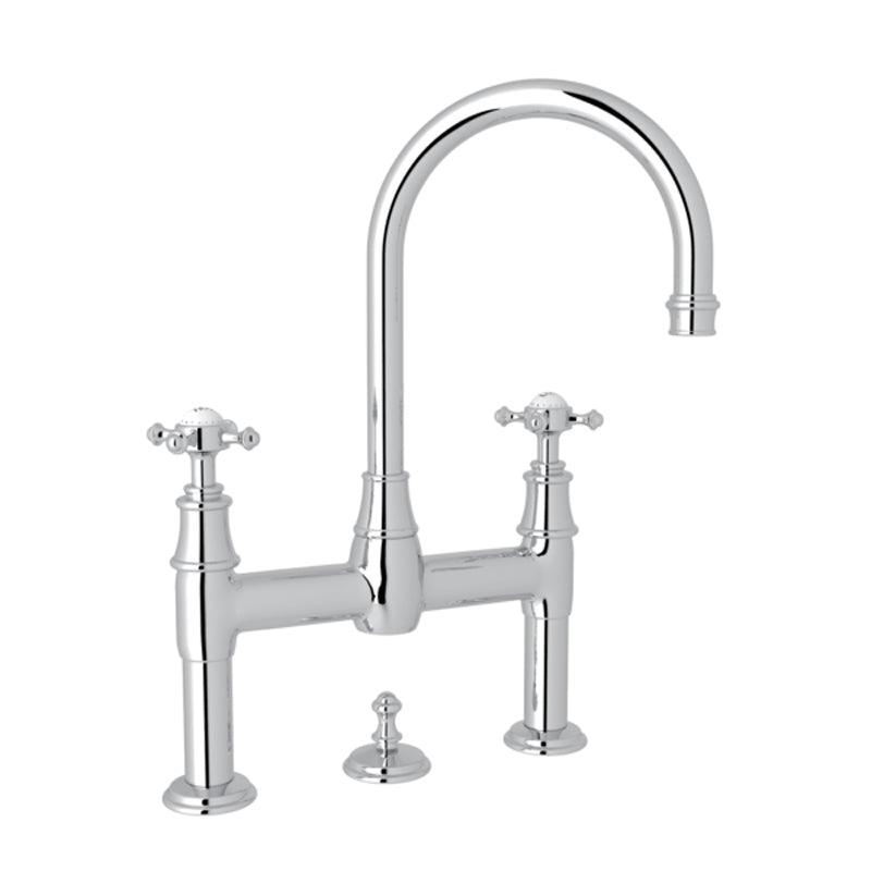 Georgian Era Deck Mount Bridge Lav Faucet 2-Handles In Polished Chrome