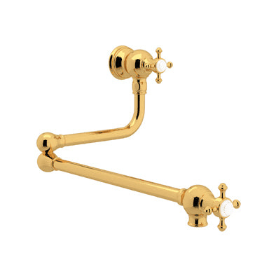 Perrin & Rowe Pot Filler w/Cross Handles in English Gold