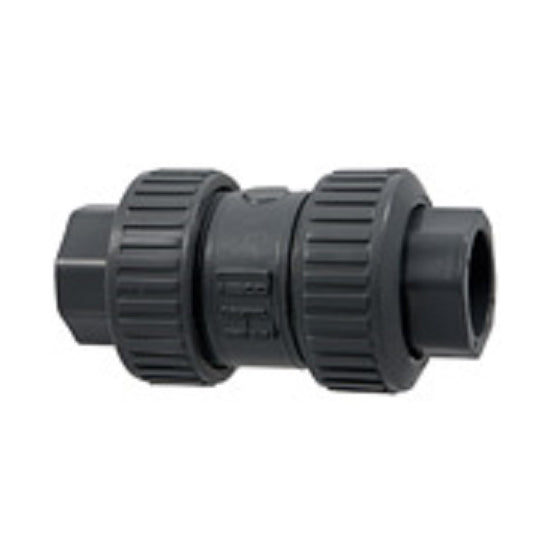 Ball Check Valve 1/2" PVC Schedule 80 Universal Ends True Union FKM O-Ring, Teflon Seat  Max Pressure 150 PSI non-shock