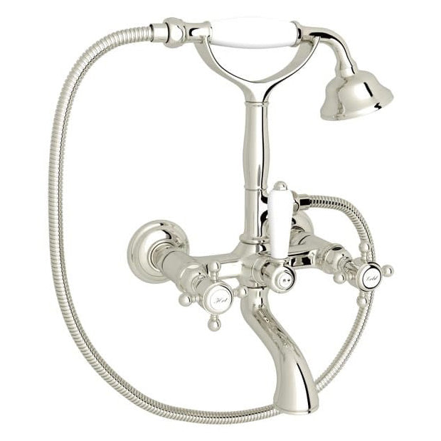 Acqui Wall Mounted Tub Faucet Plus Hand Shower In Polished Nickel