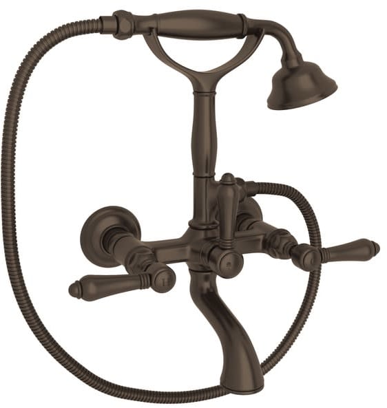 Acqui Wall Mounted Tub Faucet Plus Hand Shower In Tuscan Brass