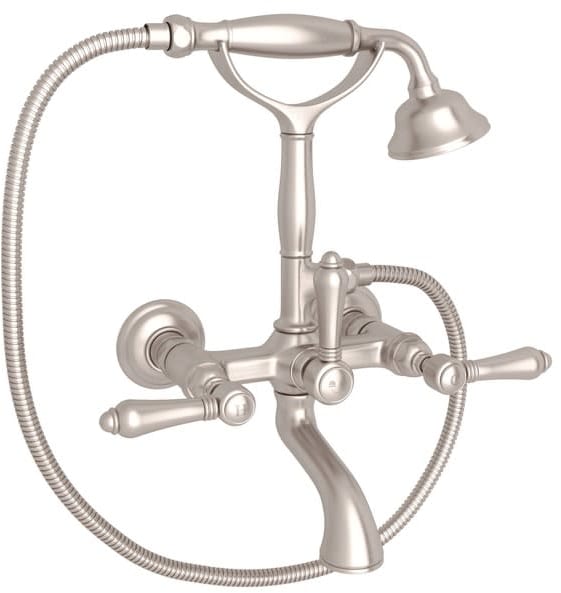 Acqui Wall Mounted Tub Faucet Plus Hand Shower In Satin Nickel