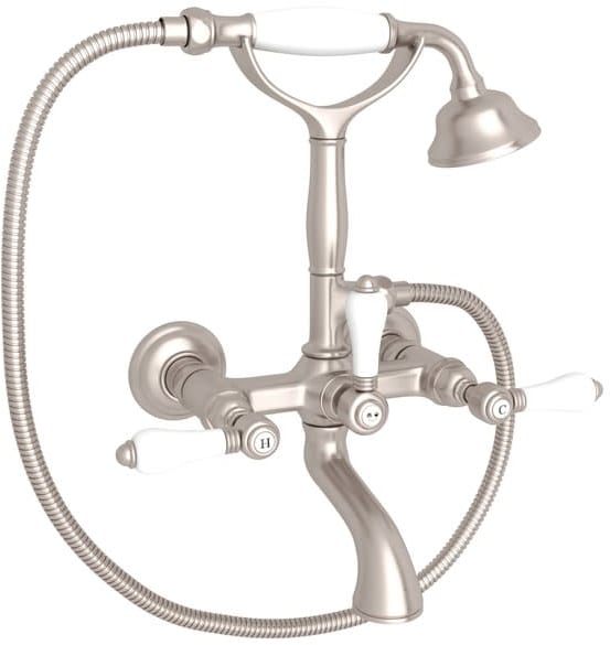 Acqui Wall Mounted Tub Faucet Plus Hand Shower In Satin Nickel