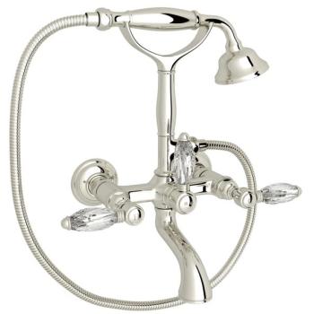 Acqui Wall Mounted Tub Faucet Plus Hand Shower In Polished Nickel