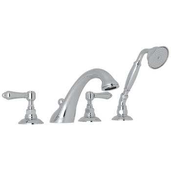 Viaggio Deck Mounted Tub Faucet Plus Hand Shower In Polished Chrome