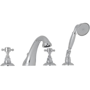 Viaggio Deck Mounted Tub Faucet Plus Hand Shower In Polished Chrome