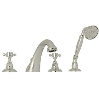 Viaggio Deck Mounted Tub Faucet Plus Hand Shower In Polished Nickel