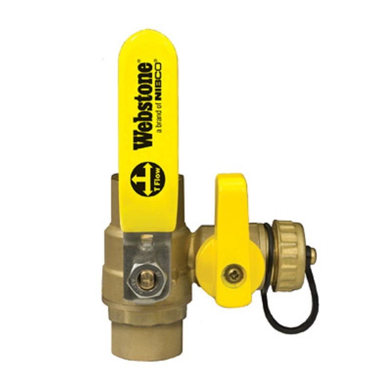 Ball Valve 1" Brass CXC Full Port with Hi-Flow Hose Drain Max Pressure 600 PSI WOG