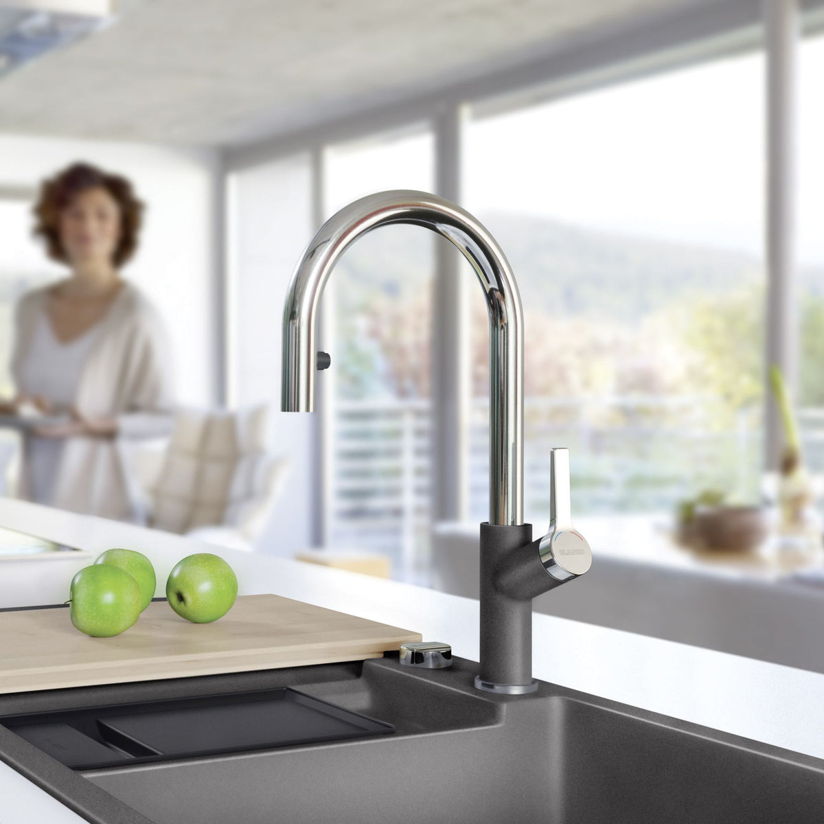 Urbena Single Hole Pull-Down Fct in Chrome/Cinder, 1.5gpm