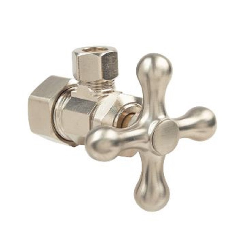 STOP ANGLE 1/2X3/8 OD SATIN NICKEL CMPXCMP XCR19X NS1 - W/CROSS HANDLE Maximum Pressure 125 PSI Window Box Package