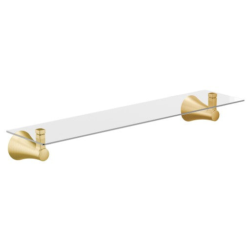 Flara Glass Shelf in Brushed Gold